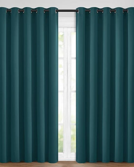 Yakamok Blackout Curtains for Bedroom 2 Panels Set 108 Inch Length Thermal Insulated Room Darkening Dark Black Out Drapery Grommet Window Treatments Drapes for Living Room,62x84, Dark Teal