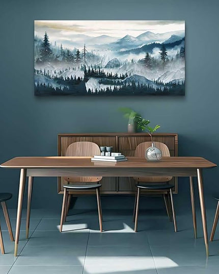 hyidecorart Canvas Wall Art For Living Room Large Wall Decor for Bedroom Home Decor Office Decorations Fog Forest Landscape Wall Painting Stretched And Framed Pictures Art Ready To Hang Works