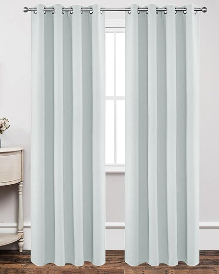 Joydeco White Curtains 95 Inches Long 2 Panels Set, Thermal Insulated Long Curtains& Drapes 2 Burg, Room Darkening Grommet Drapes for Living Room Bedroom Window (W52 x L95 Inch, Greyish White)
