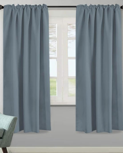 H.VERSAILTEX Blackout Curtains Thermal Insulated Window Treatment Panels Room Darkening Blackout Drapes for Living Room Back Tab/Rod Pocket Bedroom Draperies, 52 x 72 Inch, Stone Blue, 2 Panels