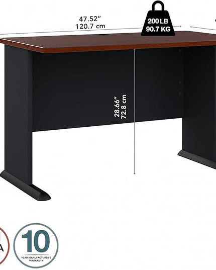 Bush Business Furniture Series A 48W Computer Desk in Hansen Cherry and Galaxy, Small Office Table for Home or Professional Workspace