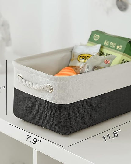 TheWarmHome Storage Bins for Shelves - 6 Pack 11.8x7.8x5.2 inch Collapsible Storage Cubes, Basket for Gifts Empty Closet Organizing Dog Toy Box (White & Black)