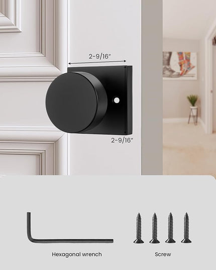 Black Dummy Door Knob, Heavy Duty Closet Door Knob, Square Individual Dummy Door Knob Single Side (2 Pieces/1 Pack)