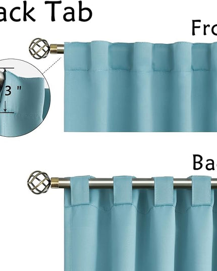 BGment Rod Pocket and Back Tab Blackout Curtains for Bedroom - Thermal Insulated Room Darkening Curtains for Living Room, Set of 2 Panels (42 x 63 Inch, Aqua)