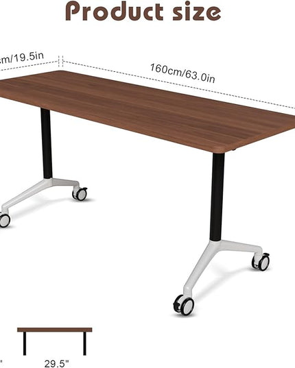 Conference Room Table with Flip-Top Design for Dynamic Meetings, Business Table Computer Desk with Heavy-Duty Frame,Foldable Seminar Meeting Tables for Home Office (6, A, 61IN)