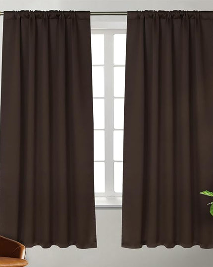 BGment Rod Pocket and Back Tab Blackout Curtains for Bedroom - Thermal Insulated Room Darkening Curtains for Living Room, 2 Window Curtain Panels (42 x 72 Inch, Brown)