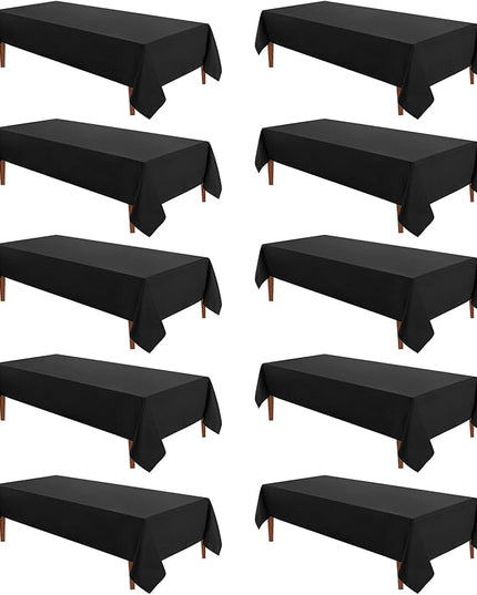 VidaFete Tablecloth 60 * 120inch 10 Pack Rectangle Table Cloth Polyester, Stain Wrinkle Resistant Dining Table Cover for Kitchen Dinning Party Wedding Rectangular Tabletop Buffet Decoration(Black)