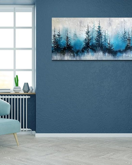 hyidecorart Framed Wall Art For Living Room Wall Decor For Office Misty Forest Trees Pictures Scenery Abstract Wall Painting Artwork Bedroom Decoration Canvas Prints Art Home Room Posters Hang Easy