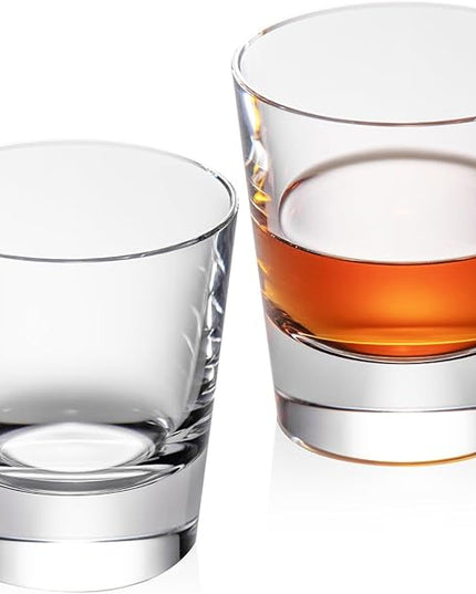 KAMMAK Crystal Whiskey Glasses Set of 2, Hand Blown 8.79oz Old Fashioned Glasses Stemless, Luxury Handcrafted Cocktail Glasses, Scotch Cup for Women, Men Gift for Rocks, Bourbon, Bar Barware