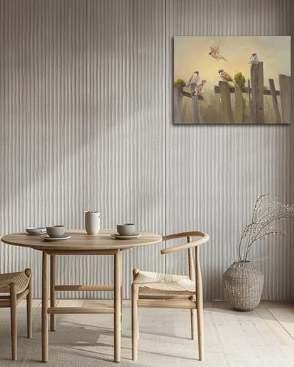 Bird Wall Art Birds Flying on The Wooden Fence Painting Decor Farmhouse Birds Canvas Art Print Pictures for Living Room Kitchen Home Office Decorations 24x32 inch