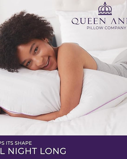 Queen Anne Hotel Collection Pillows – Luxury Down Alternative Bed Pillows (2-Pack, King Medium) – Ultimate Comfort, Hypoallergenic, Made in The USA