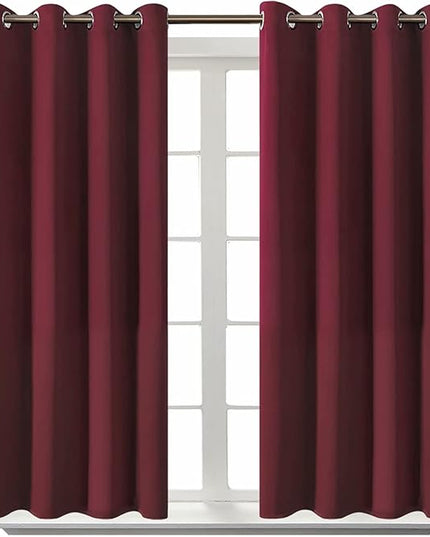 BGment Blackout Curtains for Bedroom - Grommet Thermal Insulated Room Darkening Curtains for Living Room, Set of 2 Panels (52 x 45 Inch, Burgundy)