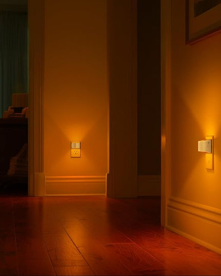 DORESshop LED Night Light[2 Pack], Night Lights Plug into Wall, 3 Level Brightness Adjustable Plug in Night Light, Dusk to Dawn Sensor Nightlights for Adults,Bedroom,Bathroom,Hallway,Amber White Cover