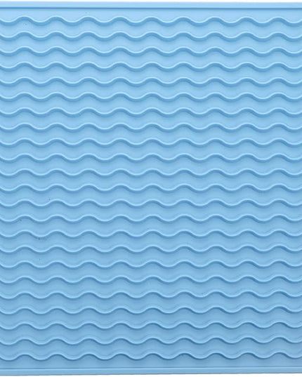 Silicone Dish Drying Mat for Multiple Usage,Easy clean,Eco-friendly,Heat-resistant Silicone Mat for Kitchen Counter or Sink,Refrigerator or Drawer liner Light Blue M 12 inches x 12 inches