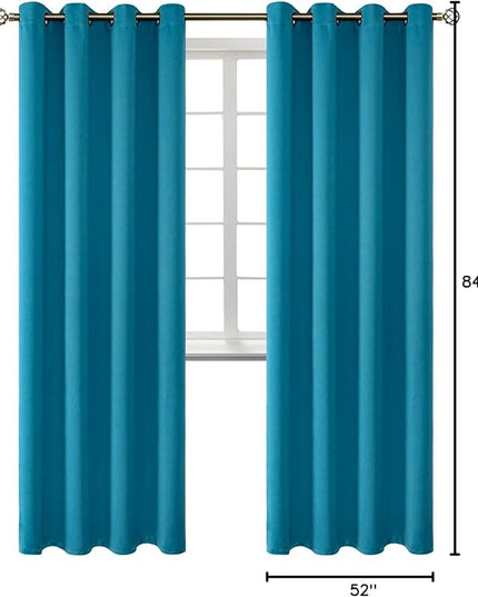 BGment Blackout Curtains - Grommet Thermal Insulated Room Darkening Bedroom and Living Room Curtains, Set of 2 Panels (52 x 84 Inch, Peacock Blue)