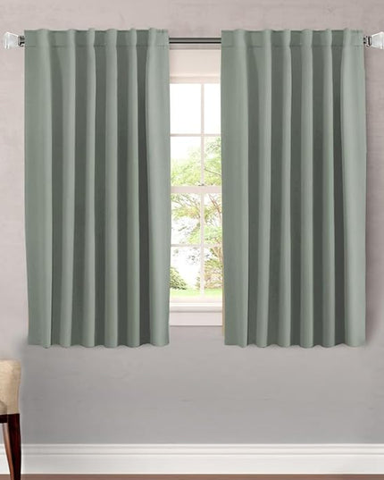 H.VERSAILTEX Blackout Curtains Thermal Insulated Window Treatment Panels Room Darkening Blackout Drapes for Living Room Back Tab/Rod Pocket Bedroom Draperies (2 Panels, Cyan, 52 x 54 Inch)