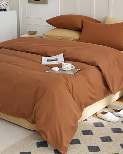 CLOTHKNOW Pumpkin Queen Comforter Set 3Pcs erracotta Bedding Comforter Sets Soft Burnt Orange Comforter Caramel Queen Comforter with 2 x Pillowcases