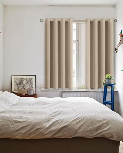 BGment Blackout Curtains - Grommet Thermal Insulated Room Darkening Bedroom and Living Room Curtains, Set of 2 Panels (52 x 54 Inch, Sand)