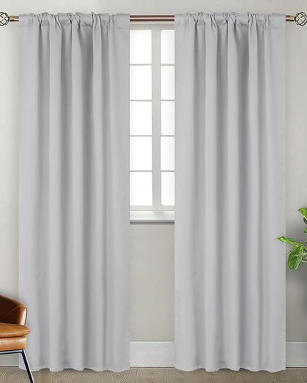 BGment Rod Pocket and Back Tab Blackout Curtains for Bedroom - Thermal Insulated Room Darkening Curtains for Living Room, 2 Window Curtain Panels (38 x 84 Inch, Light Grey)