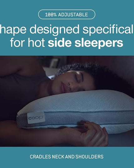 Coop Home Goods Cool+ Cut-Out Adjustable Pillow King with Cooling Gel & Shoulder Cut-Out for Head Support, Side Sleeper Pillow, Neck Support for Sleeping, CertiPUR-US/GREENGUARD Gold