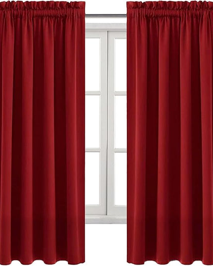 DWCN Burgundy Room Darkening Blackout Curtains - Thermal Insulated Privacy Energy Saving Window Curtain Drapes 42 x 63 inch Length, Set of 2 Bedroom Living Room Curtains