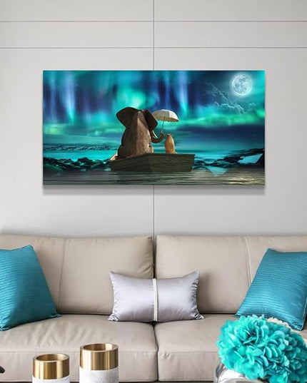 Canvas Wall Art For Living Room Large Size Fashion Wall Decorations For Bedroom Modern Office Wall Decor Painting Aurora Scenery Elephant Pictures Artwork Room Canvas Art Prints Bathroom Home Decor