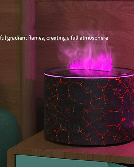 Mood Lighting Humidifier,Simulated Flame Effect,160Ml Essential Oil Diffuser,Colorful Gradient Flame Lamp,Humidifier For Bedroom household Colorful Gradient Flame Humidifier 20-40db(Woodgrain)