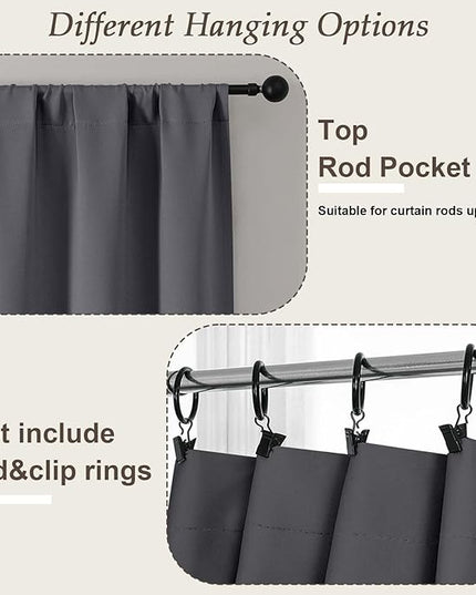 Gwine Charcoal Grey Blackout Curtains for Bedroom 84 inches Long 2 Panels Set, Solid Noise Reducing Thermal Insulated Blackout Curtains for Living Room with Rod Pocket, Each 50" Wx84 L