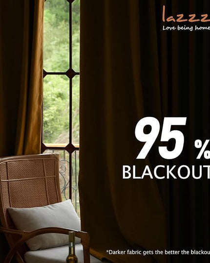 Lazzzy Gold Brown Blackout Velvet Curtains 84 Inch Long Thermal Insulated Room Darkening Curtain Drapes Luxury Back Tab Window Treatments for Bedroom Living Room 2 Panels, 52 x 84 Inch, Golden Brown