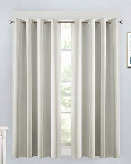 Yakamok Blackout Curtains Room Darkening Thermal Insulated Grommet top Window Curtains for Living Room, 52 x 54 Inch, Light Beige, 2 Panels