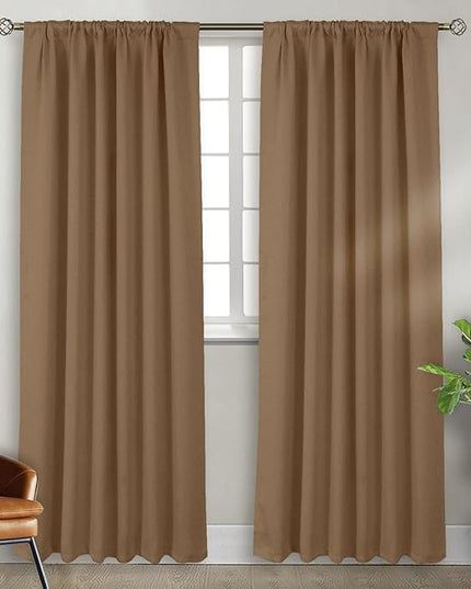 BGment Rod Pocket and Back Tab Blackout Curtains for Bedroom - Thermal Insulated Room Darkening Curtains for Living Room, 2 Window Curtain Panels (52 x 84 Inch, Taupe)