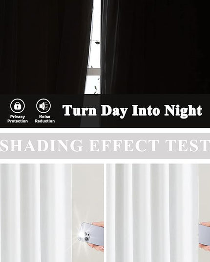 Vision Home White Pinch Pleated Full Blackout Curtains Thermal Insulated Window Curtains 72 inch for Living Room Bedroom Room Darkening Pinch Pleat Drapes with Hooks Back Tab 2 Panel 40" Wx72 L