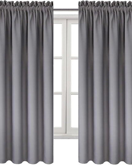 DWCN Blackout Window Curtain Panels, Light Blocking, Thermal Insulated, Energy Saving, Noise Reducing, Rod Pocket Top, Set of 2 (Width 42 Inch x Length 63 Inch, Grey)