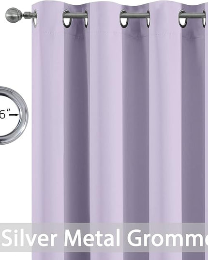 Yakamok Lilac Curtain Panel, Heat and Light Blocking Drapes with Grommets for Bedroom, Pink Thermal Insulated Window Treatment Drapes for Living Room (Lilac, 1 Panel, 52 x 84 inch)