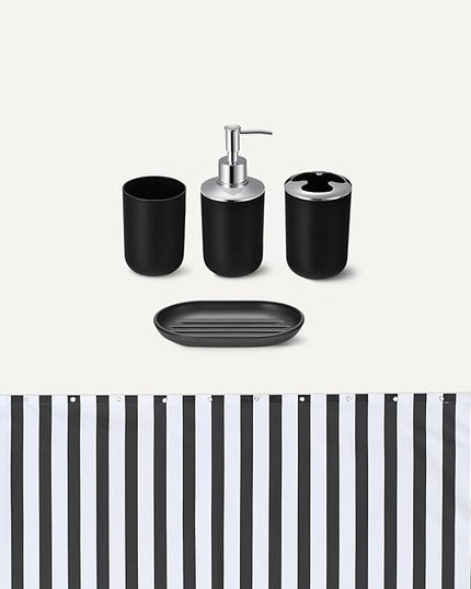Amazon Basics Complete Bathroom Set - 18-Piece with Shower Curtain, Bath Mat and Accessories, 72 x 72 inch, White