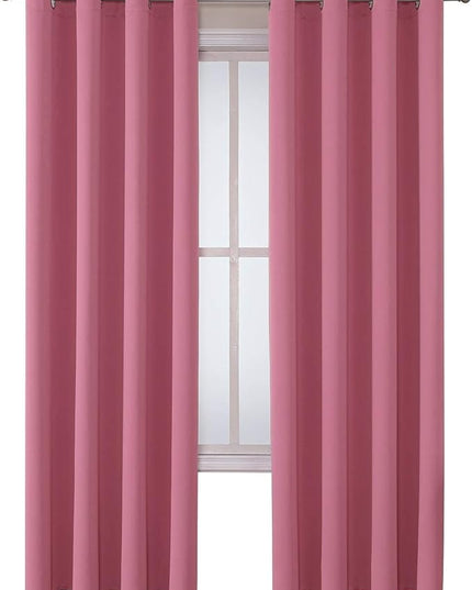 ChrisDowa Grommet Room Darkening Curtains for Bedroom and Living Room - 2 Panels Set Thermal Insulated Blackout Curtains (Pink, 52W x 95L)