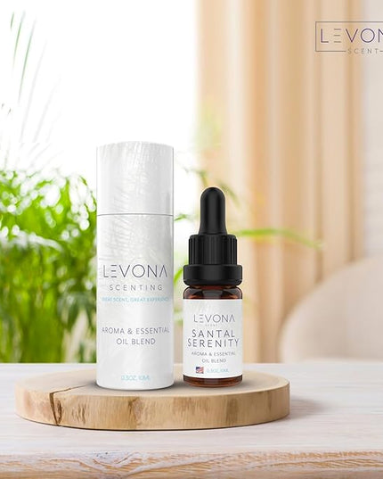 Levona Scent Essential Oils - Scents for Home, Hotel & Office Use - Perfect for Home Diffuser & Humidifiers - Aroma Fragrance Oil, Ideal for Massage, Relaxation, and Spa - Santal Serenity, 10ml