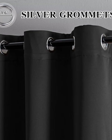 Blackout Curtains 108 Inch Length 2 Panels Set, Black Out Curtains for Bedroom 108 Inch Long, Grommet Energy Saving Room Darkening Drapes for Living Room Window Dark Grey(W52 x L108)