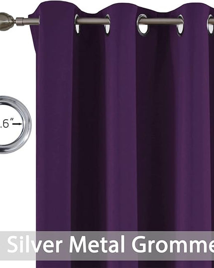 Yakamok Room Darkening Grommet Top Window Drapes Thermal Insulated Light Blocking Blackout Curtains for Living Room,42W x 84L,Purple,2 Panels