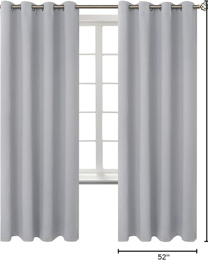 BGment Room Darkening Curtains 72 Inches Long - Grommet Thermal Insulated Drapes Window Treatment Curtains for Bedroom, 2 Panels, 52 x 72 Inch, Light Grey