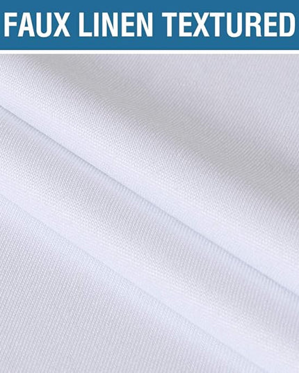 H.VERSAILTEX 100% Blackout Curtains for Bedroom 63 Inches Long Grommet Linen Face Full Light Blocking Curtain Drapes for Living Room Thermal Insulated Linen Look Curtains 2 Panels Set, Bright White