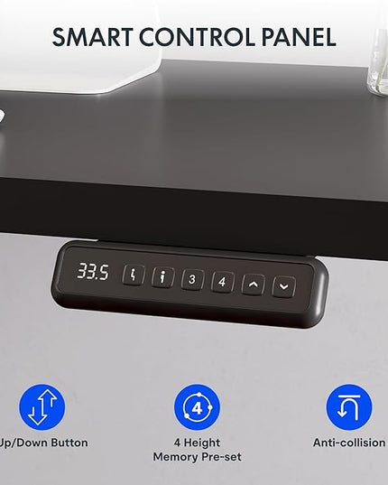 FLEXISPOT L Shaped Standing Desk, 63 x 47 Inch Electric Height Adjustable Corner Desk, Sit Stand Computer Workstation, Preset Controller, Home Office, Black Frame with Black Top, Black Drawer