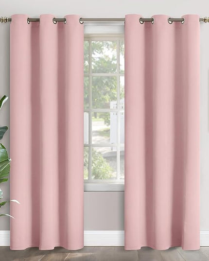 YoungsTex Baby Pink Room Darkening Curtains 84 Inches Length for Kids Girl Bedroom - Thermal Insulated with Grommet Blackout Drapes for Living Room, 2 Panels, 42 x 84 Inch