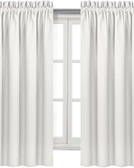 DWCN Blackout Curtains Thermal Insulated, Energy Saving & Noise Reducing Bedroom and Living Room Curtains, Ivory, W 38x L 63 Inch, Set of 2 Rod Pocket Curtain Panels