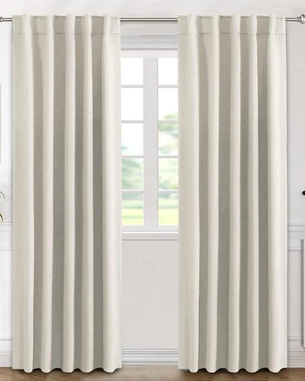 H.VERSAILTEX Light Reducing Curtains Thermal Insulated Window Treatment Panels Room Darkening Privacy Assured Drapes for Living Room Back Tab/Rod Pocket Bedroom Drapes 2 Panels, Ivory - 42 x 84 Inch