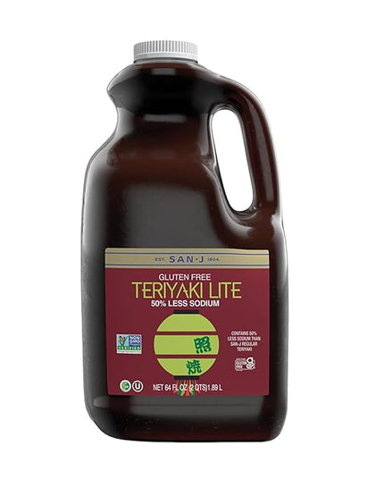 San-J - Gluten Free LITE Teriyaki Sauce with 50% Less Sodium - Well-balanced Sauce for Cooking - Non-GMO - 64 oz. Container