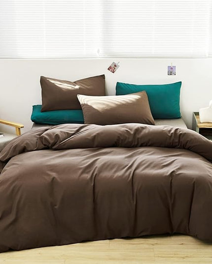 Luxlovery Brown Comforter Set Twin Chestnut Brown Bedding Comforter Set Chocolate Color Solid Soft Breathable Blanket Quilts Dark Color 3 Piece Bedding Set for Women Men Teens Adults