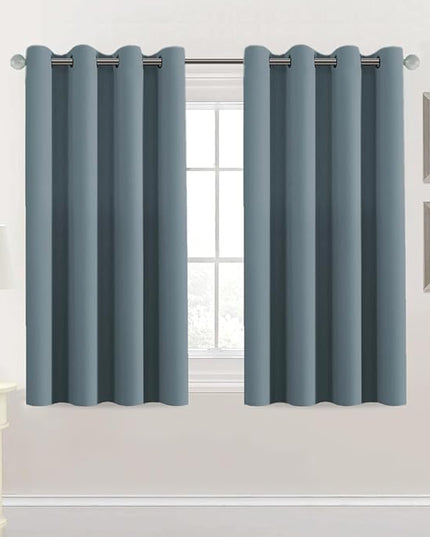 H.VERSAILTEX Premium Blackout Thermal Insulated Room Darkening Curtains for Bedroom/Living Room - Classic Grommet Top (2 Panels, Stone Blue, 52 Inch by 54 Inch)