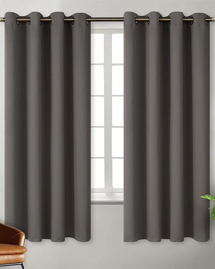 BGment Blackout Curtains for Bedroom - Grommet Thermal Insulated Room Darkening Curtains for Living Room, Set of 2 Panels, Each 55 x 69 Inch, Grey
