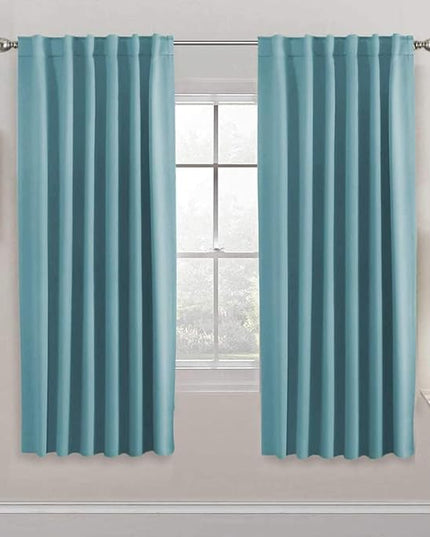 H.VERSAILTEX Blackout Curtains Thermal Insulated Window Treatment Panels Room Darkening Blackout Drapes for Living Room Back Tab/Rod Pocket Bedroom Draperies, 52 x 72 Inch, Aqua, 2 Panels